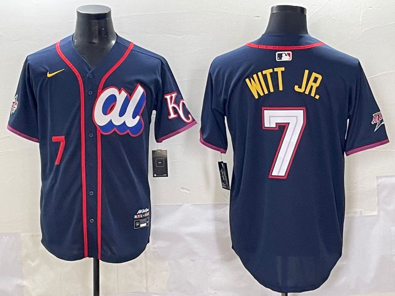 Men 2025 Kansas City Royals #7 Witt jr Drak Blue All star Blank Blue Nike MLB Jersey style 4